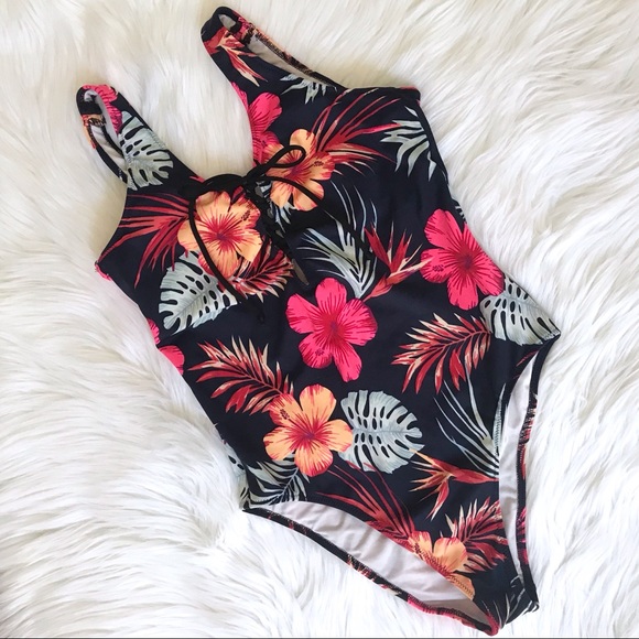 PINK Victoria's Secret Other - VS PINK tropical floral lace-up one piece SMALL